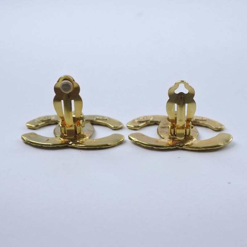 Chanel Coco Mark Mesh Gold Plated 29 Ladies 32.8g Earring