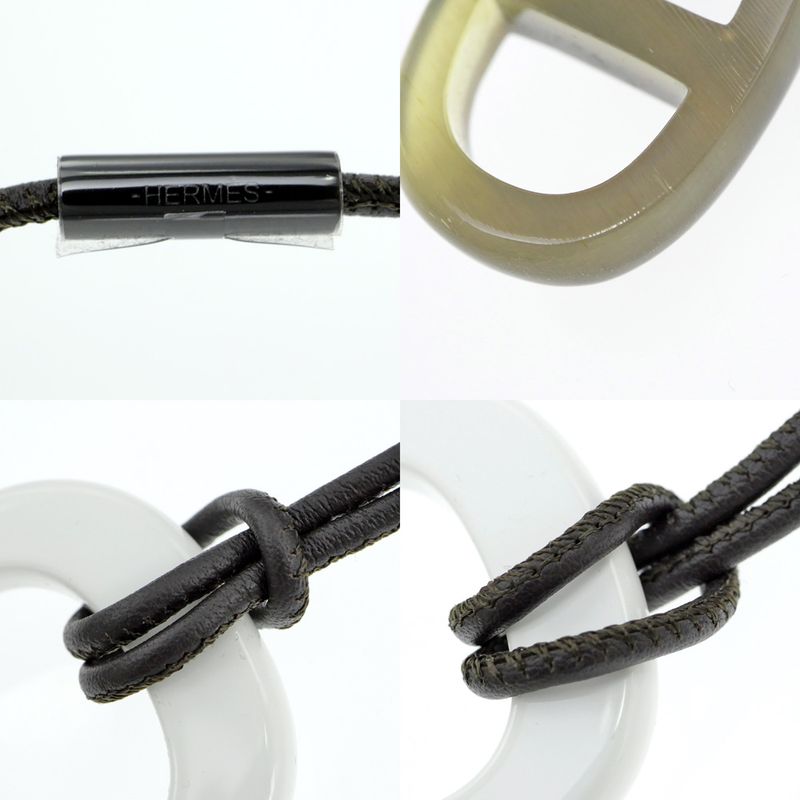 Hermes Necklace Amar Buffalo Horn White Brown Pendant Accessories-