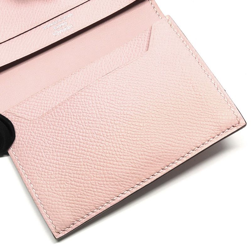 Hermes Bearn Card Case V-epson Mauvepere Silver-hardware Leather