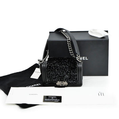 Chanel Beautiful Chanel Chain Shoulder Bag Orirag Rabbit Fur Lamb Black