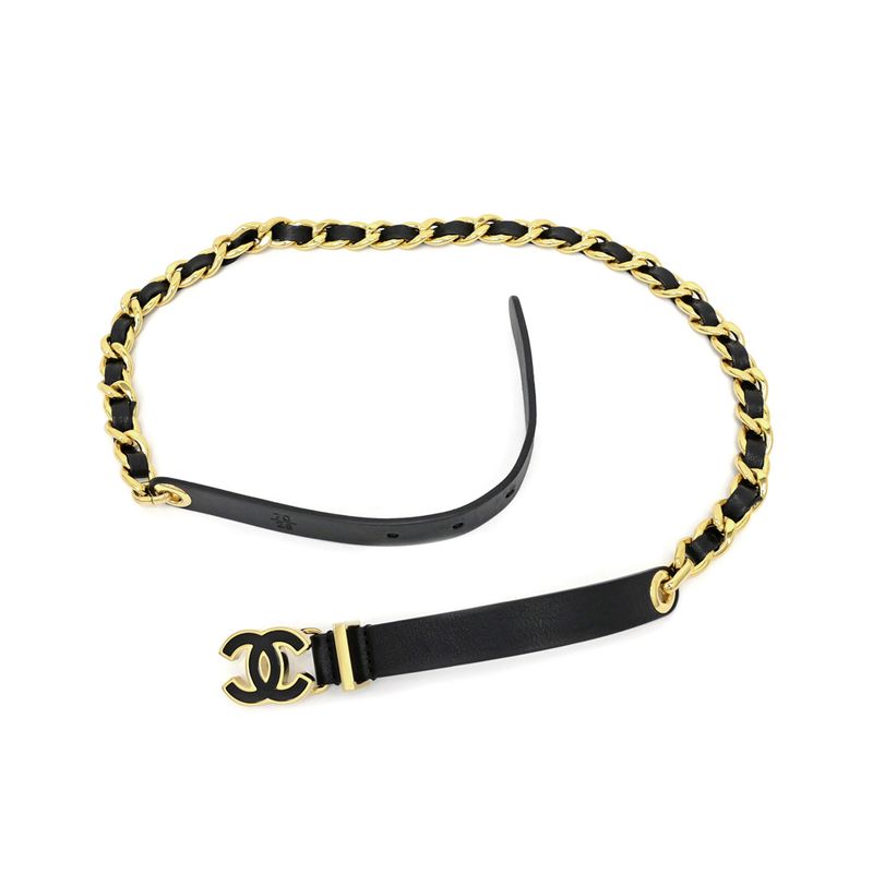 Chanel Chain Belt Black Gdhardware Aaa436 Coco Mark 70 28 Women's Women