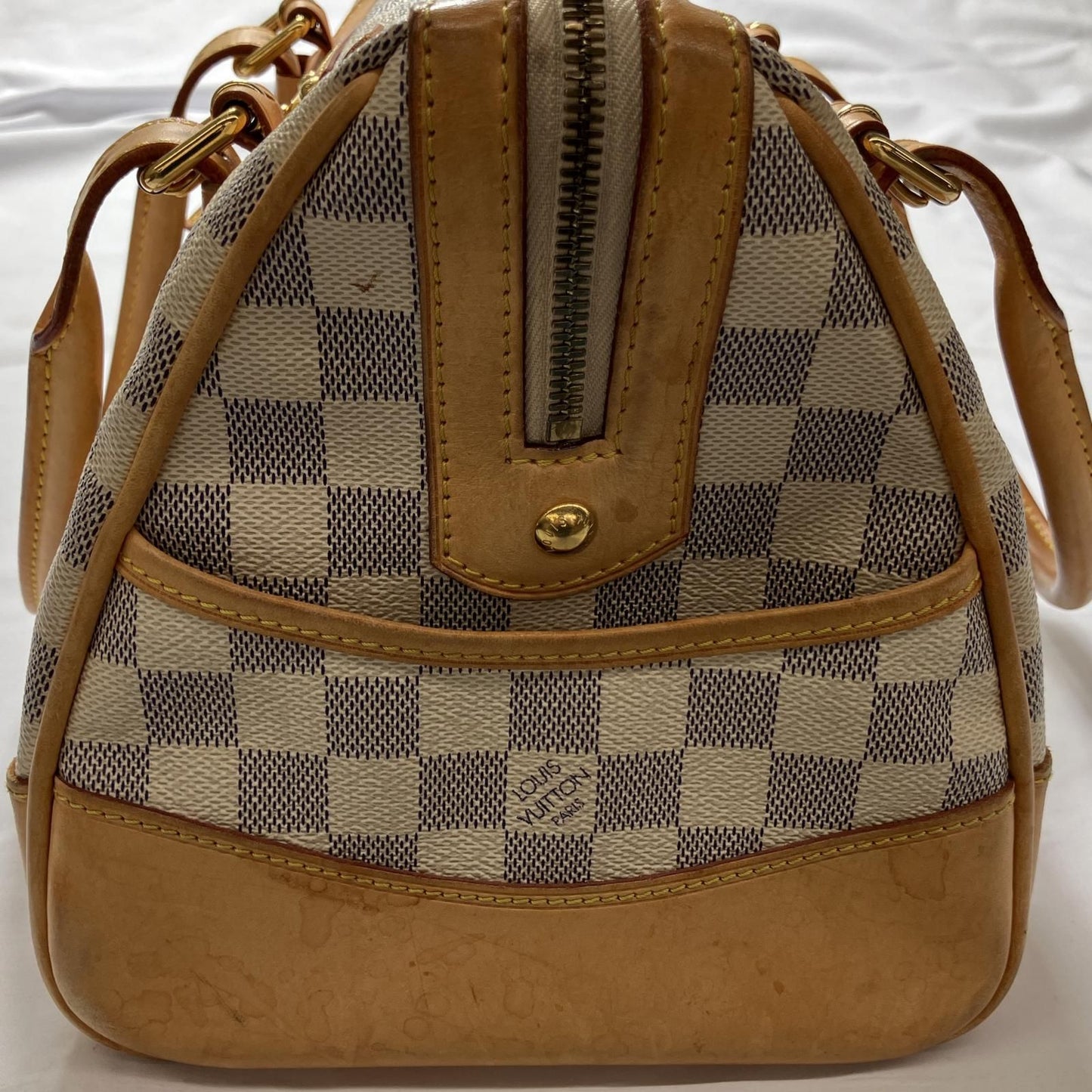 Louis Vuitton Mini Boston Bag Damier Azur Berkeley N52001 Gray X White