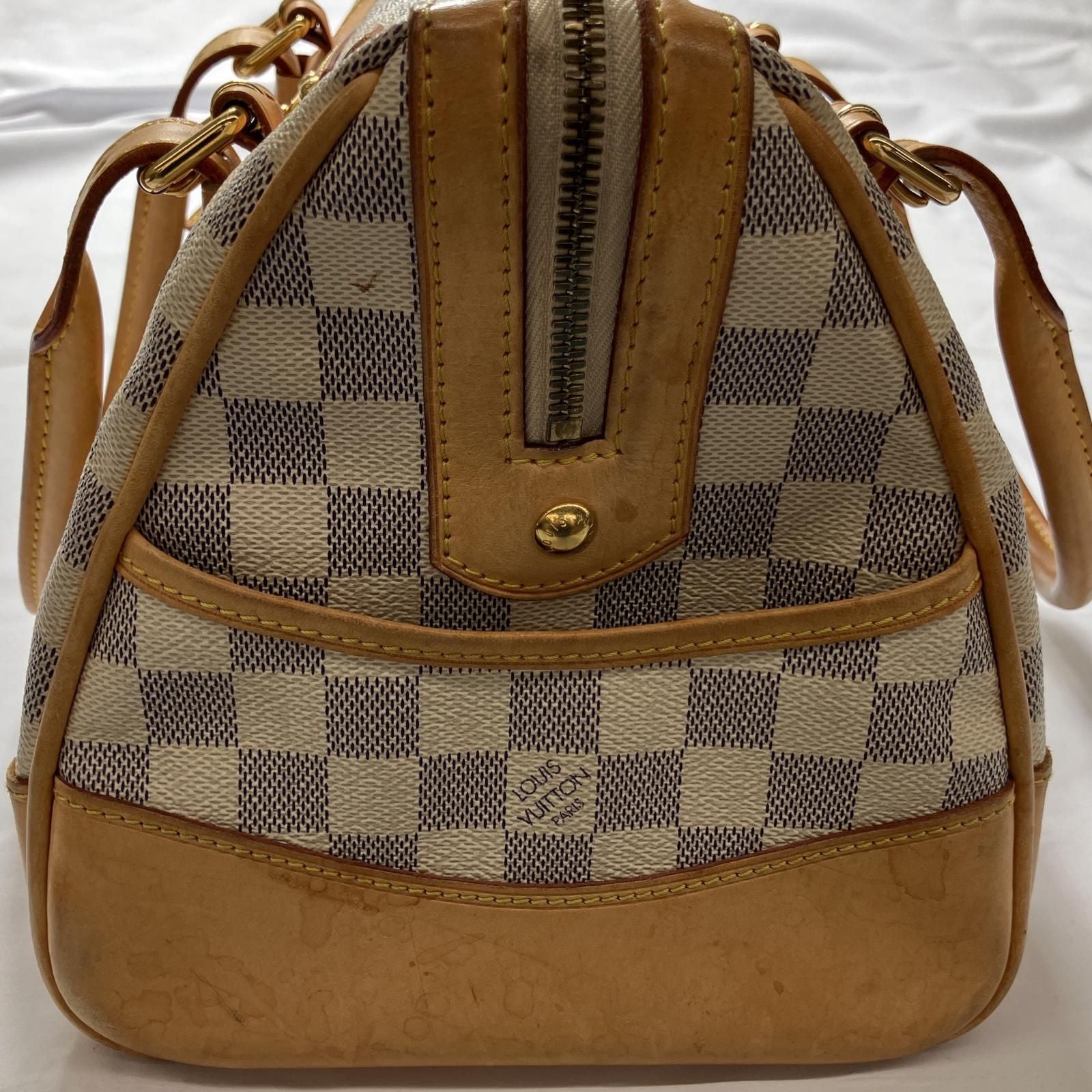 Louis Vuitton Mini Boston Bag Damier Azur Berkeley N52001 Gray X White