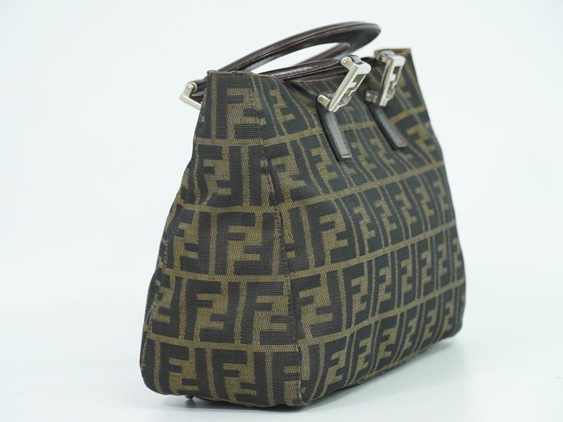Authentic Fendi Zucca Tote Handbag Canvas Brown 26329 Zucca Bag Pre-owned