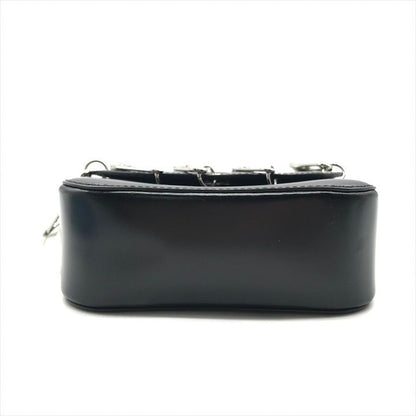 Versace Versus Super Safety Chain Shoulder Bag Black Leather