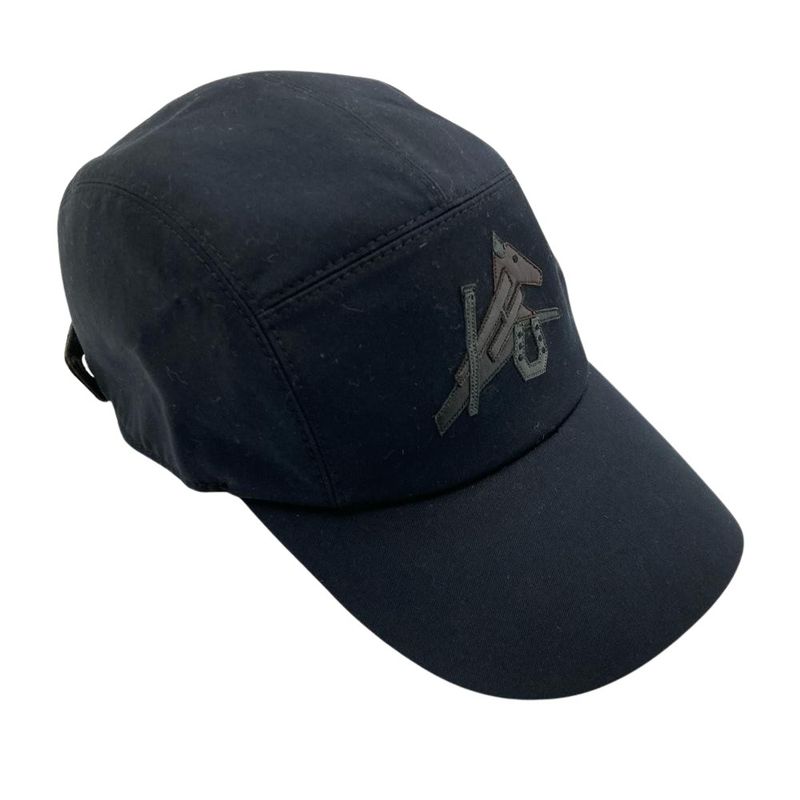 Hermes Horse 60 Cap Cotton Polyurethane Navy Men's