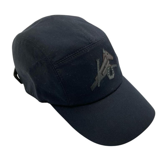 Hermes Horse 60 Cap Cotton Polyurethane Navy Men's