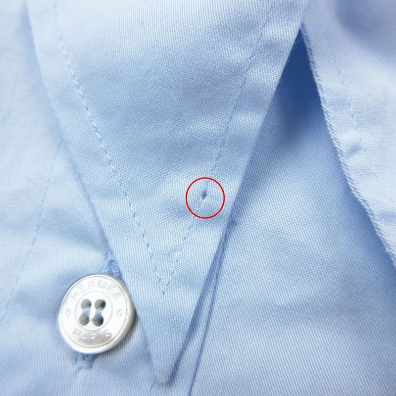 Hermes 21ss Light Fabric Cotton Shirt Coat Outer Light Blue Size S *16-7352