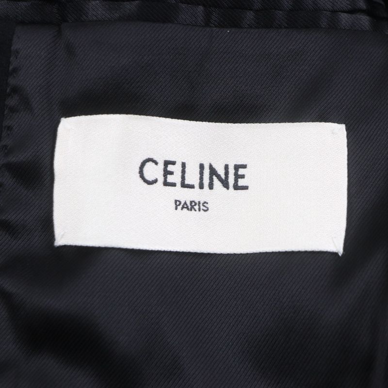 Celine 2m025863c 90% Wool Single Chester Coat With Logo Buttons Black 44 Made