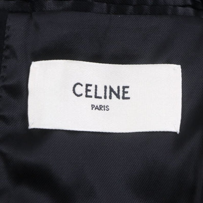 Celine 2m025863c 90% Wool Single Chester Coat With Logo Buttons Black 44 Made