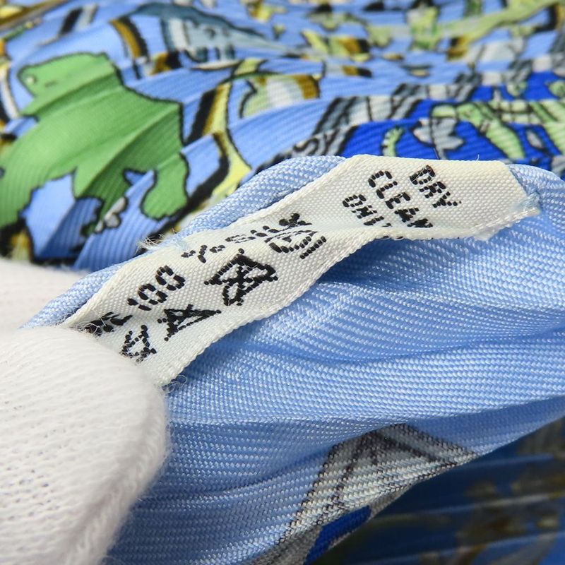 Hermes Scarf Pleated Carre 90 Indian Hunting Chasse EN INDE Silk Blue Multicolor