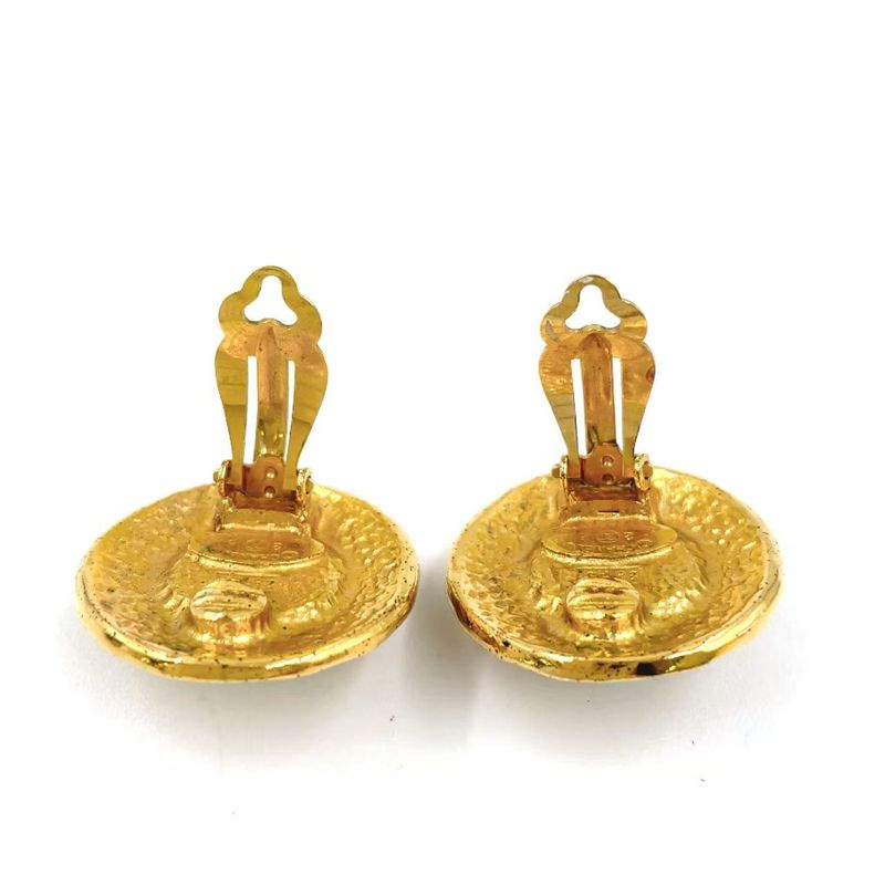 Chanel Old Chanel Logo Faux Pearl GP X Faux Pearl Ivory X Gold Earrings