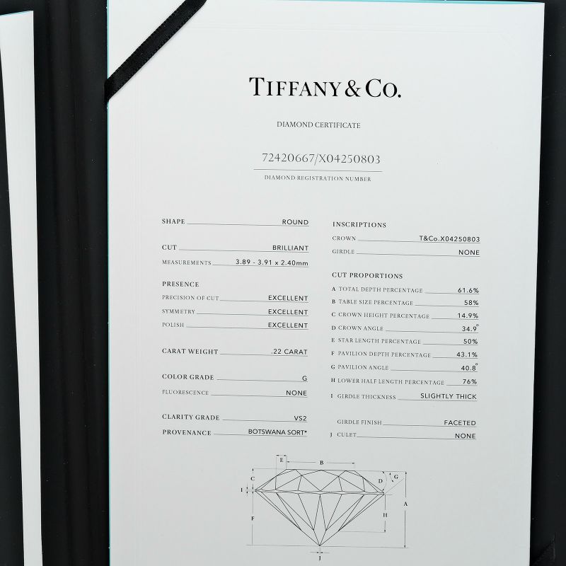 Tiffany & Co By-the-yard 0.22ct Vs2/g/3ex 18K Yellow Gold And Diamonds Ladies