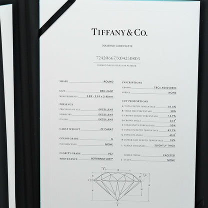 Tiffany & Co By-the-yard 0.22ct Vs2/g/3ex 18K Yellow Gold And Diamonds Ladies