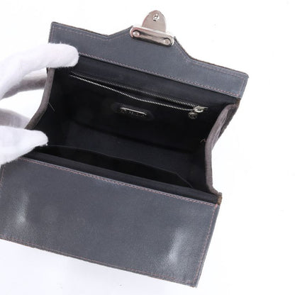 Fendi Leather Vanity Handbag Top Handle Tote Gray Velour Women's MME Ca5-1