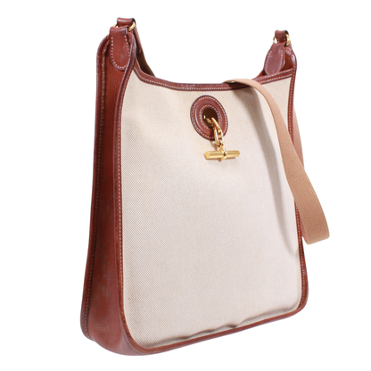 Hermes Vespa PM Toile Ash Brown And Beige Shoulder Bag Gold