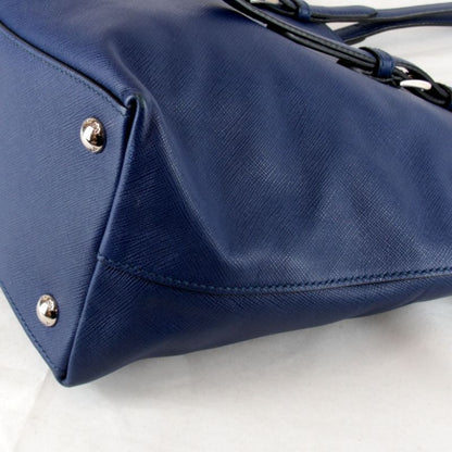 Prada Saffiano Triangle Logo Shoulder High Brand Tote Bag Leather Navy