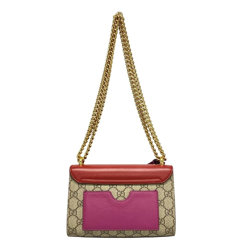 Gucci Shoulder Bag Padlock GG Small 409487 Dark Brown X Red X Multi Chain