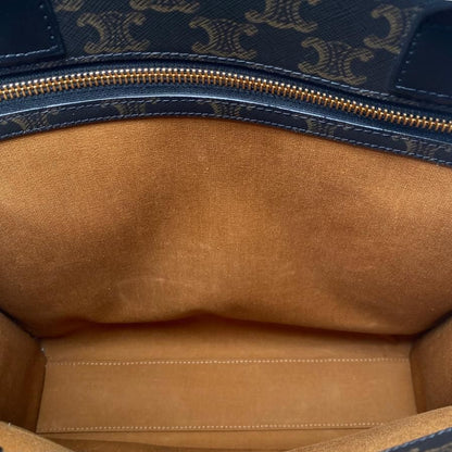 Celine Tote Shoulder Bag Medium Vertical Cabas 194432 Triomphe Black Brown