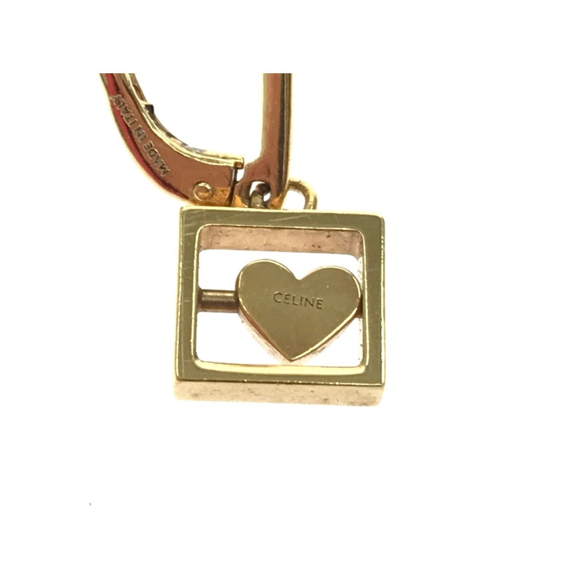 Celine Earrings Heart & Logo Gold Color Women's Accessories