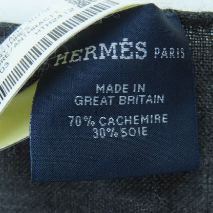 Hermes Mayon Rhythm Cashmere Silk Cendre/anthracit Fringed Large Shawl Scarf