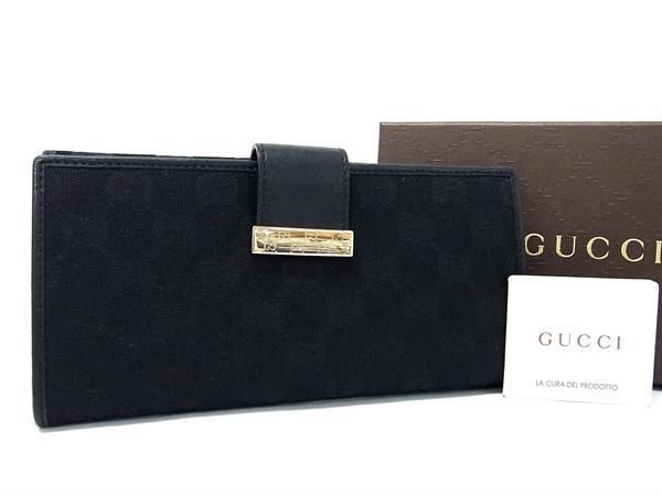 Gucci 212089 GG Pattern GG Canvas Folded Long Wallet Coin Purse