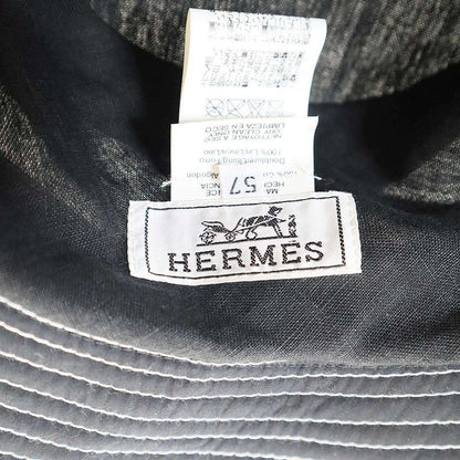 Hermes Cotton Linen Hat Black and White 57