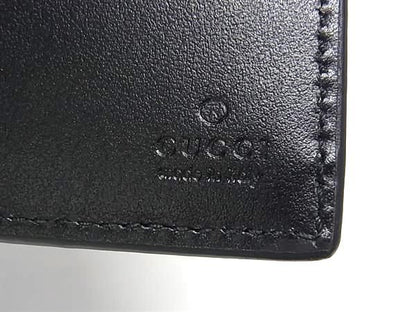 Gucci 625559 496085 GG Embossed Leather Bifold Wallet Card Holder Black Bn4356