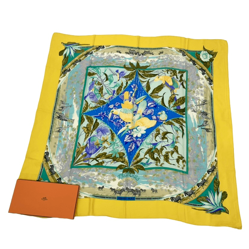 Hermes Carre 140 Large Scarf Tropiques Silk Multicolor With Box