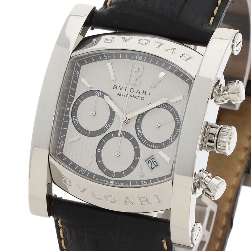 Bvlgari Bulgari Aa48sch Ashoma Watch SS Leather Men's