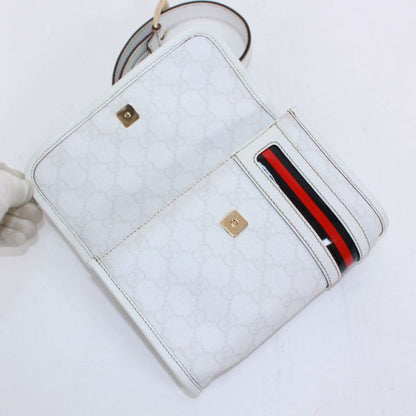Gucci Sherry Line Waist Bag Leather X PVC White Body Bag Gold 152597