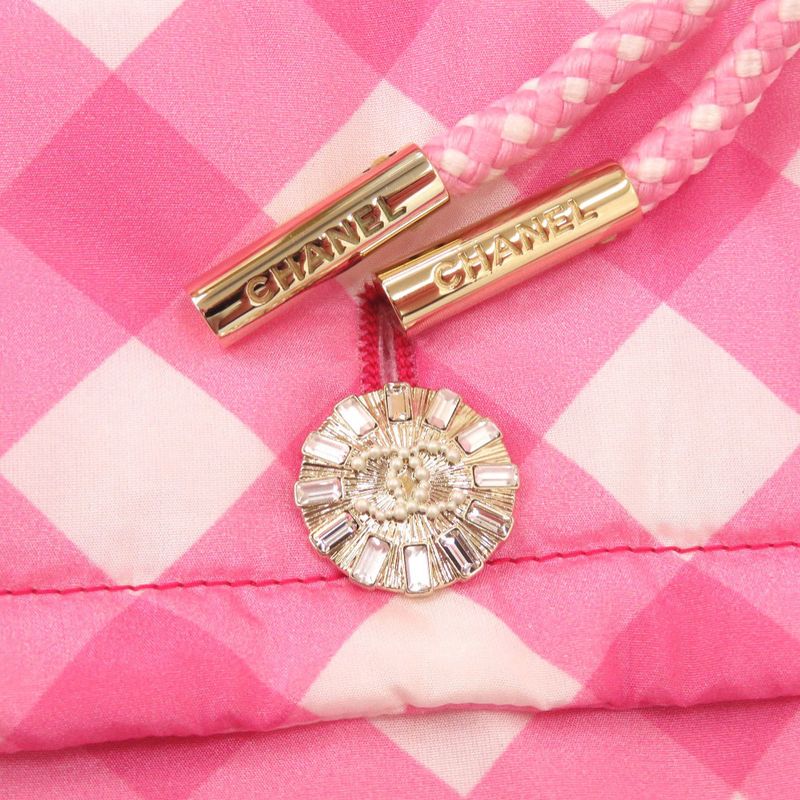 Chanel Sequin Patch 23C P74093 V65695 Size 42 Silk Nylon Polyester Pink Coat