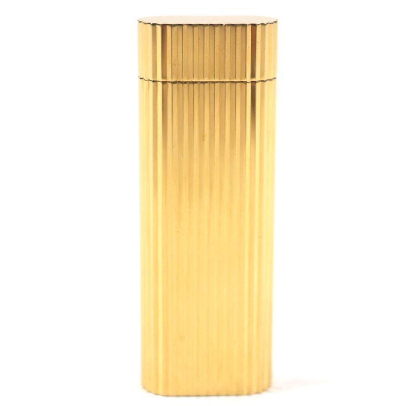  Cartier New Shape Oval Stripe Roller Gas Lighter Gold Men's