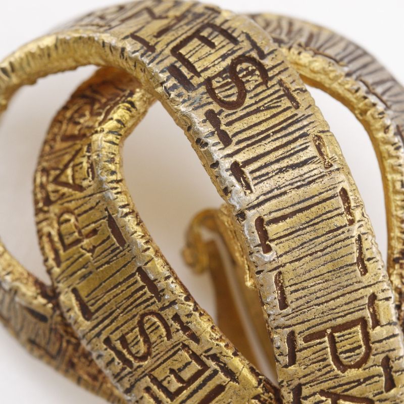 Hermes Ribbon Motif Bijouterie Fantaisie Vintage Gold Plated Ladies 34.0g