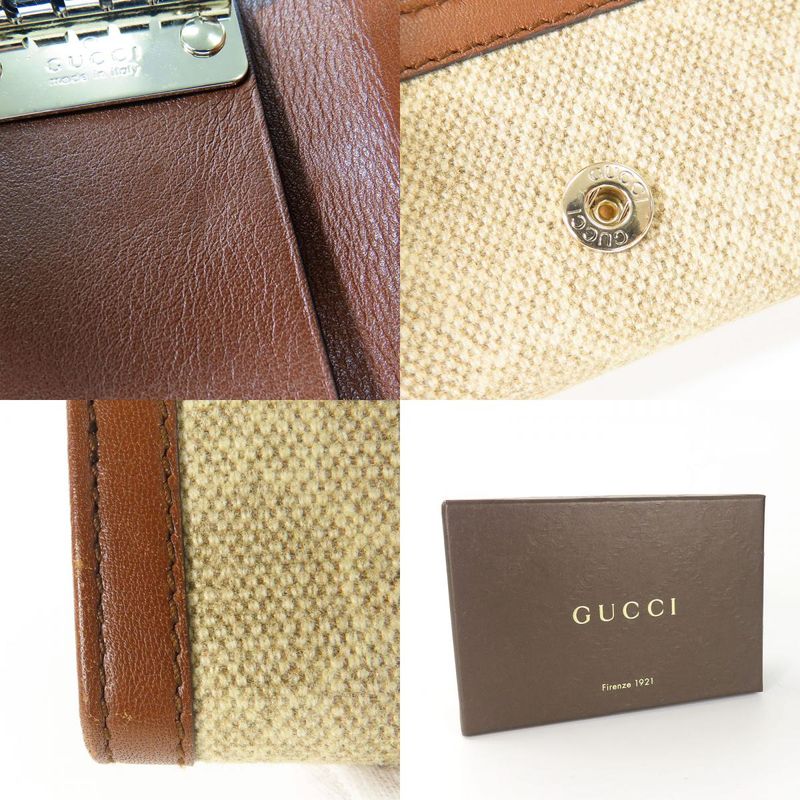 Gucci Key Case 282432 Interlocking 6-stacks GG Canvas Calf Beige Brown Gold