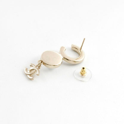Chanel Earrings Earring Gold Black Coco Mark Logo Pearl