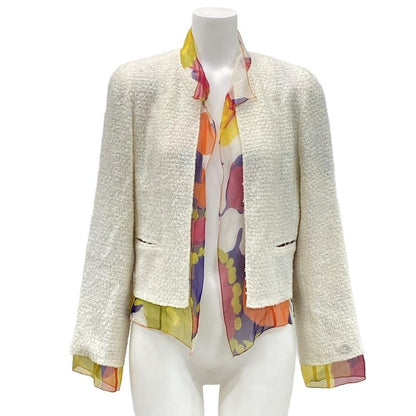 Chanel Jacket Size 36 S Women's P15633 Ivory X Orange X Multi Long Sleeves /