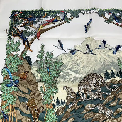 Hermes Carre 90 Sichuan Silk Scarf White With Box