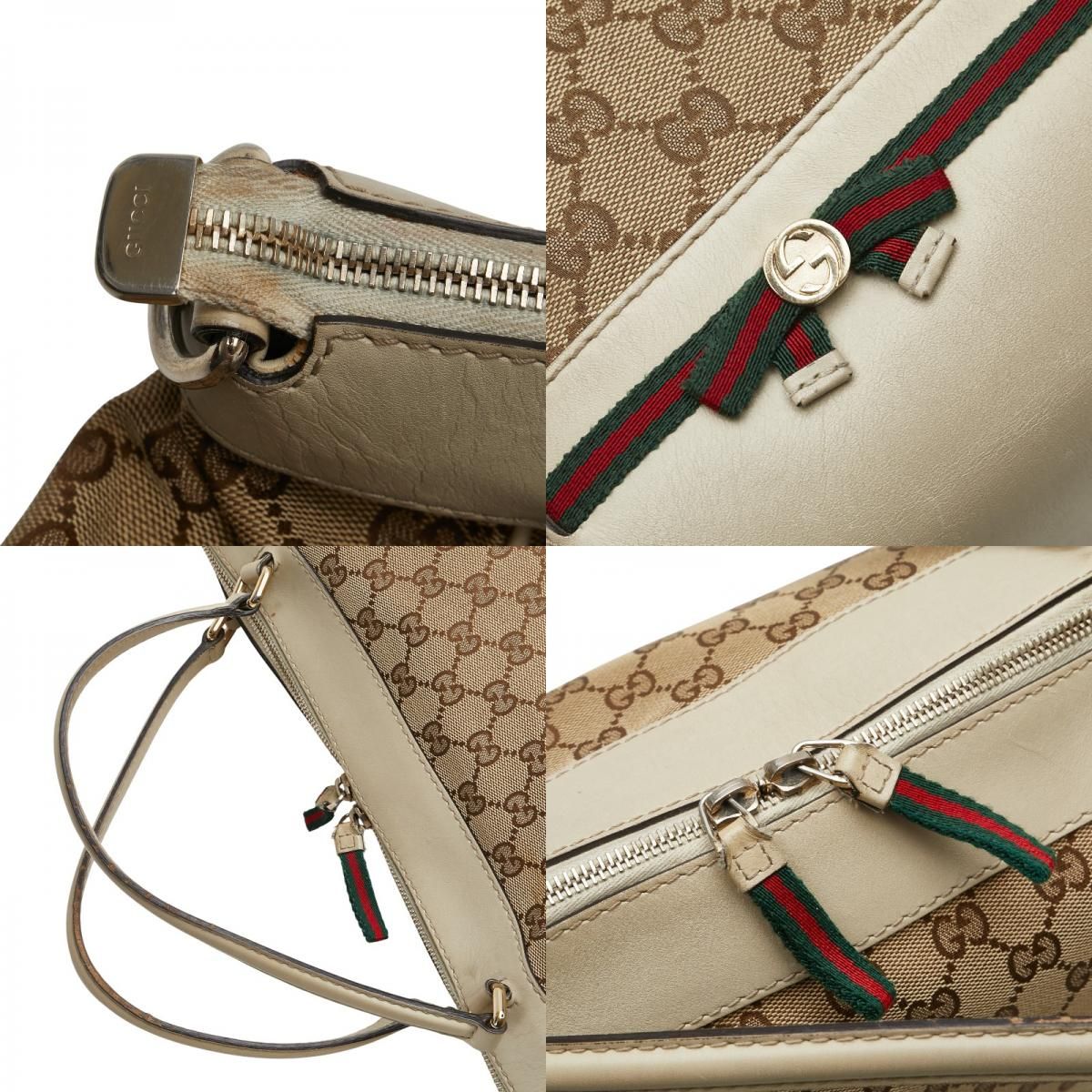 Gucci GG Canvas Mayfair Sherry Line Handbag Shoulder Bag 2WAY 257349 Beige