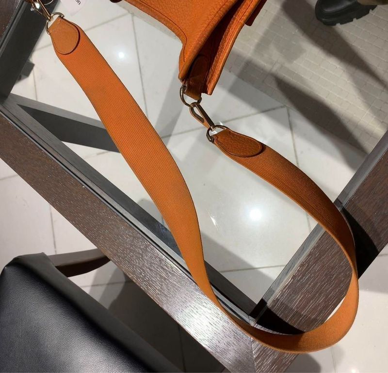 Authentic Hermes Evelyn GM Shoulder Bag Orange Brown