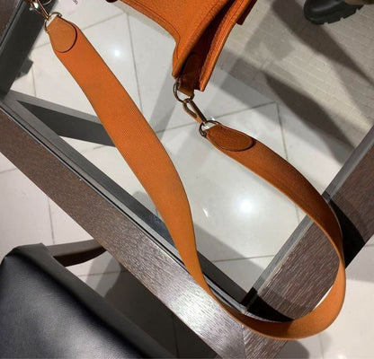 Authentic Hermes Evelyn GM Shoulder Bag Orange Brown