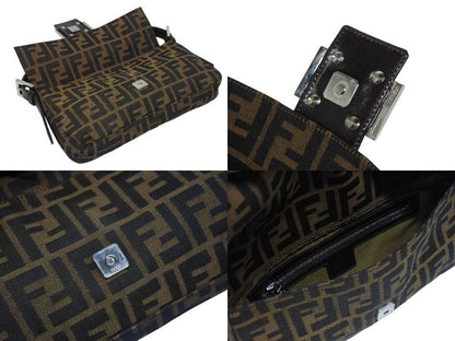 Fendi Mamma Baguette Bag Zucca Pattern Canvas Leather Brown Silver — view 7