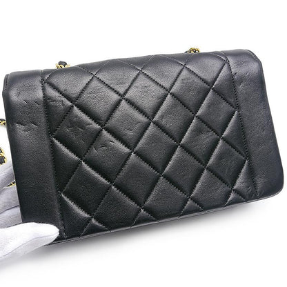 Chanel Matelasse Chain Shoulder Bag Diana Flap 22 Black
