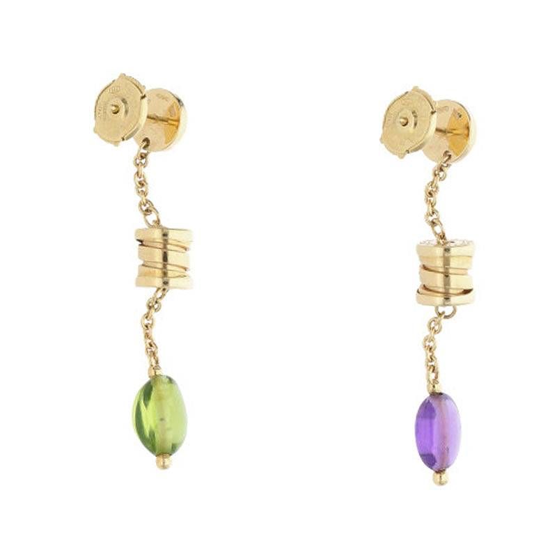 Bulgari B-zero1 Element 18K Yellow Gold Yellow Gold Amethyst Peridot Earrings