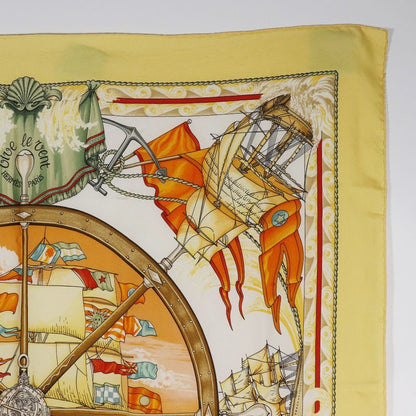 Hermes Carré 90 Vive Le Vent Windblown Silk Yellow Women's Scarf