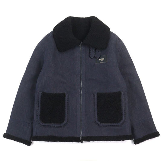 Fendi 2021 Fm0176 Selleria Sheepskin Cotton With Logo Patch Reversible Denim