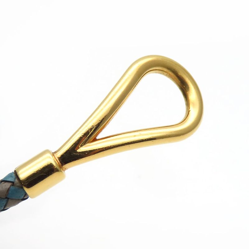 Hermes Bracelet Jumbo Breath Metal Leather Blue Gray Gold Hardware 2 Strands
