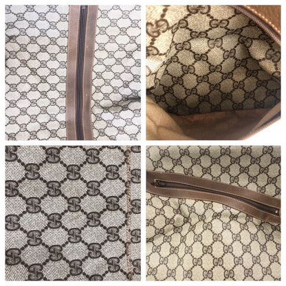 Gucci Vintage Old Gucci Sherry Line Beige GG Supreme Canvas Boston Bag Handbag