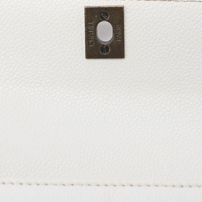 Chanel Handbag Mini Kelly Shape Caviar Skin White With Gold Hardware Ladies Bag