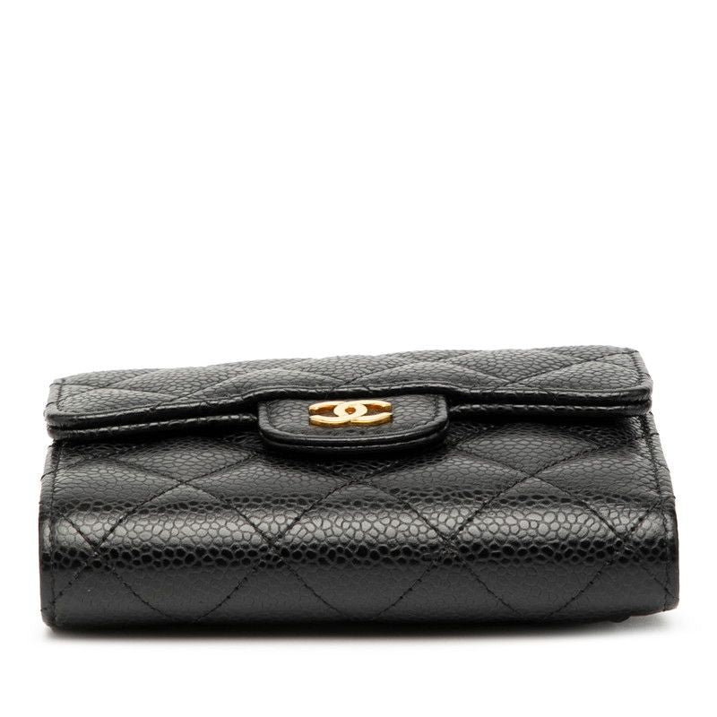 Chanel Matelasse Coco Mark Black Gold Hardware Caviar Skin Women's Chanel